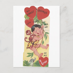 Vintage "Monkey Business" Valentinstagskarte Feiertagspostkarte