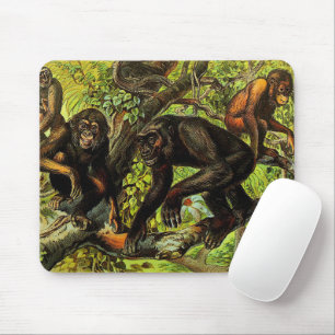 Vintage Monkey Gibbon Chipanzee Gorilla Orang-Utan Mousepad