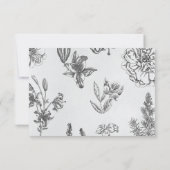 Vintage monochrome Botanische Hochzeit Dankeskarte (Rückseite)