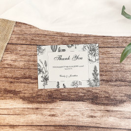 Vintage monochrome Botanische Hochzeit Dankeskarte