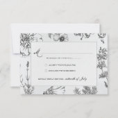 Vintage monochrome Botanische Hochzeit RSVP Karte (Vorderseite)