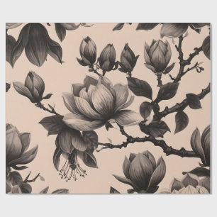 Vintage monochrome Magnolia-Geschenkwrap Geschenkpapier