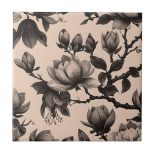 Vintage monochrome Magnolie Keramikfliese
