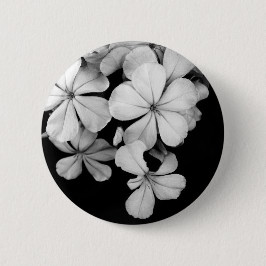 Vintage Monochrome Plumbago-Kunstwerk Button (Vorderseite)