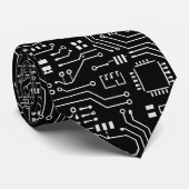 Vintage Monochrome Tech-Raster – Retroelektronik Krawatte (Gerollt)