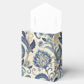 Vintage Monogram Blue Cream Damask Blumenhochzeit Geschenkschachtel (Geöffnet)