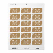 Vintage Monogram Burlap & Lace Rustikale Hochzeit Adressaufkleber (Vorne)