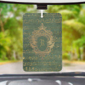 Vintage Monogram Crest Music Manuscript Green Gold Autolufterfrischer