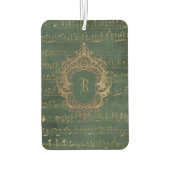 Vintage Monogram Crest Music Manuscript Green Gold Autolufterfrischer (Rückseite)