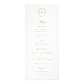 Vintage Monogram Crest Wedding Reception Menu Card Werbekarte (Vorne)
