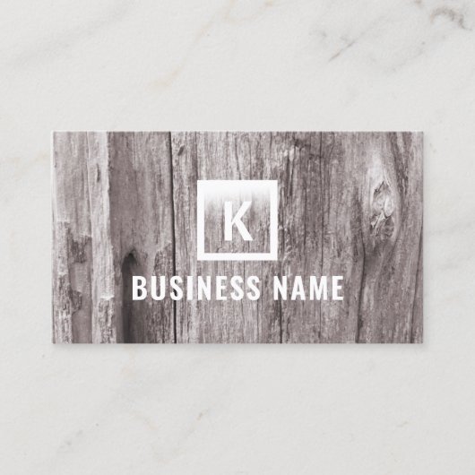 Vintage Monogram Driftwood Business Cards Visitenkarte (Vorderseite)