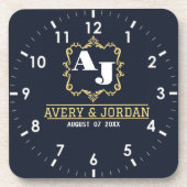 Vintage monogram name initials bride and groom getränkeuntersetzer (Vorderseite)