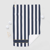 Vintage Monogram Navy Blue & White Streifen Streif Golfhandtuch (Insitu)