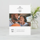 Vintage Monogram | Photo Save the Date (Stehend Vorderseite)