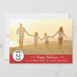 Vintage Monogram Red - Happy Holidays Card Feiertagskarte