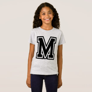 Vintage Monogram Schwarz College Initiale M T-Shirt