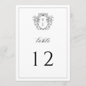 Vintage Monogram Wappen Black Wedding Tischnummer (Vorderseite)