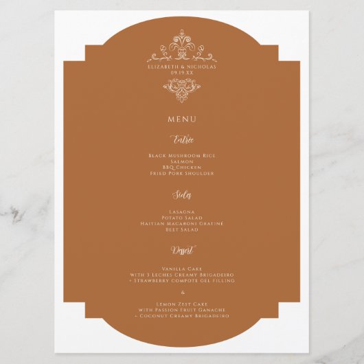 Vintage Monogram | Wedding Menu Menükarte (Vorderseite)