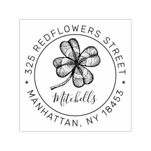 Vintage Monogramm-Adresse Briefmarke mit glücklich Permastempel