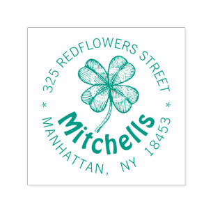 Vintage Monogramm-Adresse Briefmarke mit glücklich Permastempel