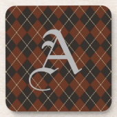 Vintage Monogramm Argyle Untersetzer (Vorderseite)