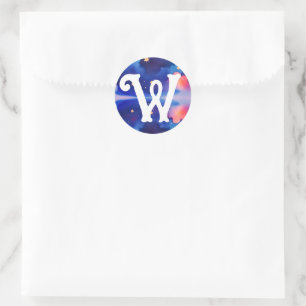 Vintage-Monogramm auf blauem Wasserfarben-Himmel-G Runder Aufkleber