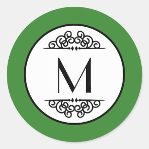 Vintage Monogramm - Aufkleber für den Kreis grün