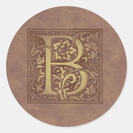 Vintage Monogramm B Runder Aufkleber (Vorderseite)