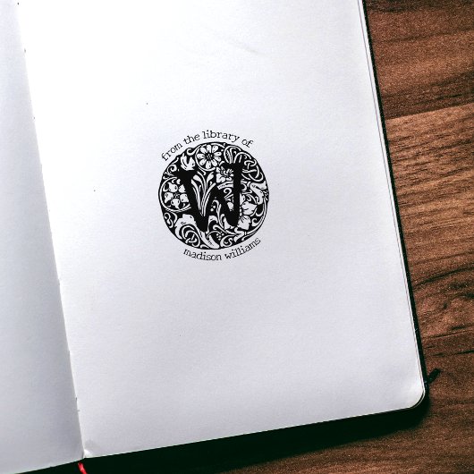 Vintage Monogramm-Blume aus der Bibliothek Gummistempel