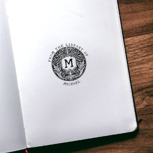 Vintage Monogramm-Blume aus der Bibliothek Gummistempel