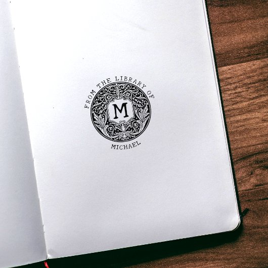 Vintage Monogramm-Blume aus der Bibliothek Gummistempel