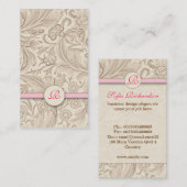 vintage Monogramm braune rosa Visitenkarte (Vorne/Hinten)