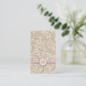 vintage Monogramm braune rosa Visitenkarte (Stehend Vorderseite)