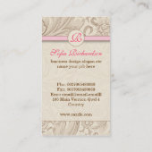 vintage Monogramm braune rosa Visitenkarte (Rückseite)