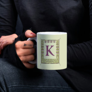 Vintage-Monogramm-Buchstabe-Blumenrahmen Art Nouve Kaffeetasse
