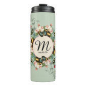 Vintage Monogramm-Butterfresser Farbe Grün Thermosbecher (Vorderseite)