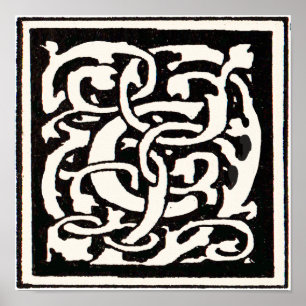 Vintage-Monogramm C Art Nouveau Buchstabe Poster