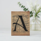 Vintage-Monogramm Der Buchstabe A Skript Postkarte (Stehend Vorderseite)