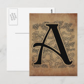 Vintage-Monogramm Der Buchstabe A Skript Postkarte (Vorne/Hinten)