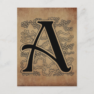 Vintage-Monogramm Der Buchstabe A Skript Postkarte