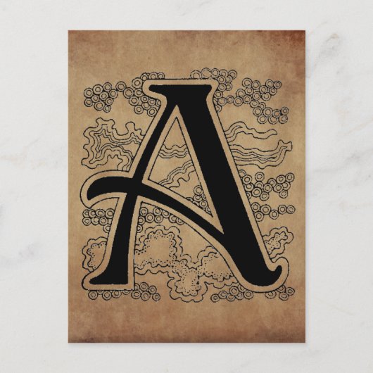 Vintage-Monogramm Der Buchstabe A Skript Postkarte (Vorderseite)