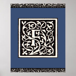 Vintage Monogramm F Art Nouveau Buchstabe Poster
