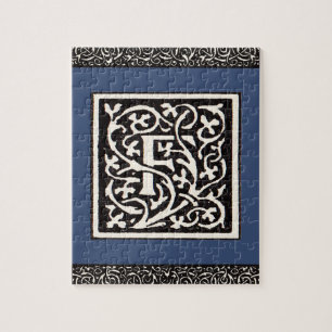 Vintage Monogramm F Art Nouveau Buchstabe Puzzle