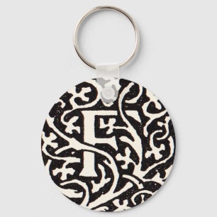 Vintage-Monogramm F Art Nouveau Buchstabe Schlüsselanhänger