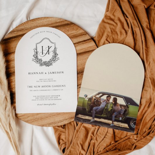 Vintage Monogramm | Floral Boho Hochzeitseinladung Einladung