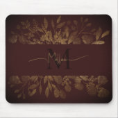 Vintage Monogramm Girl Brown & gold Glitzer Mousepad (Vorne)