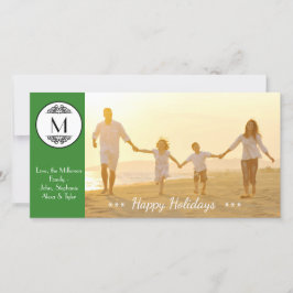 Vintage Monogramm Grün - Fotokarte Feiertagskarte