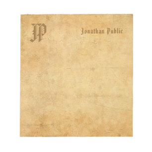 Vintage-Monogramm handgeschriebener Text Klassisch Notizblock