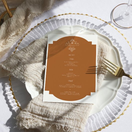 Vintage Monogramm | Hochzeitsmenü Menükarte