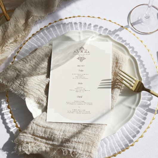 Vintage Monogramm | Hochzeitsmenü Menükarte
